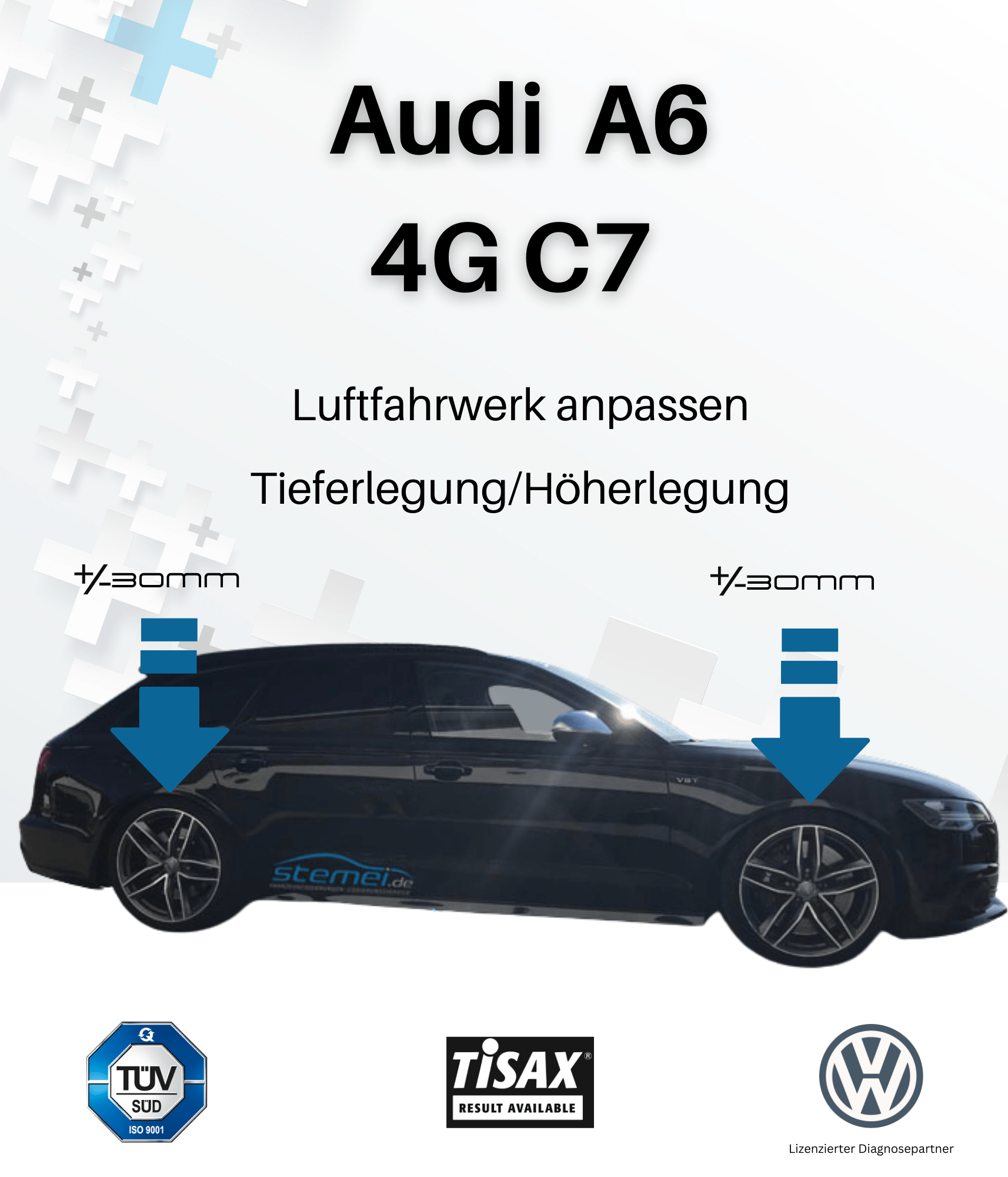 Audi A6 4G Luftfahrwerk tieferlegen elektronisch ohne Koppelstangen/Ha –  fahrNIVEAU